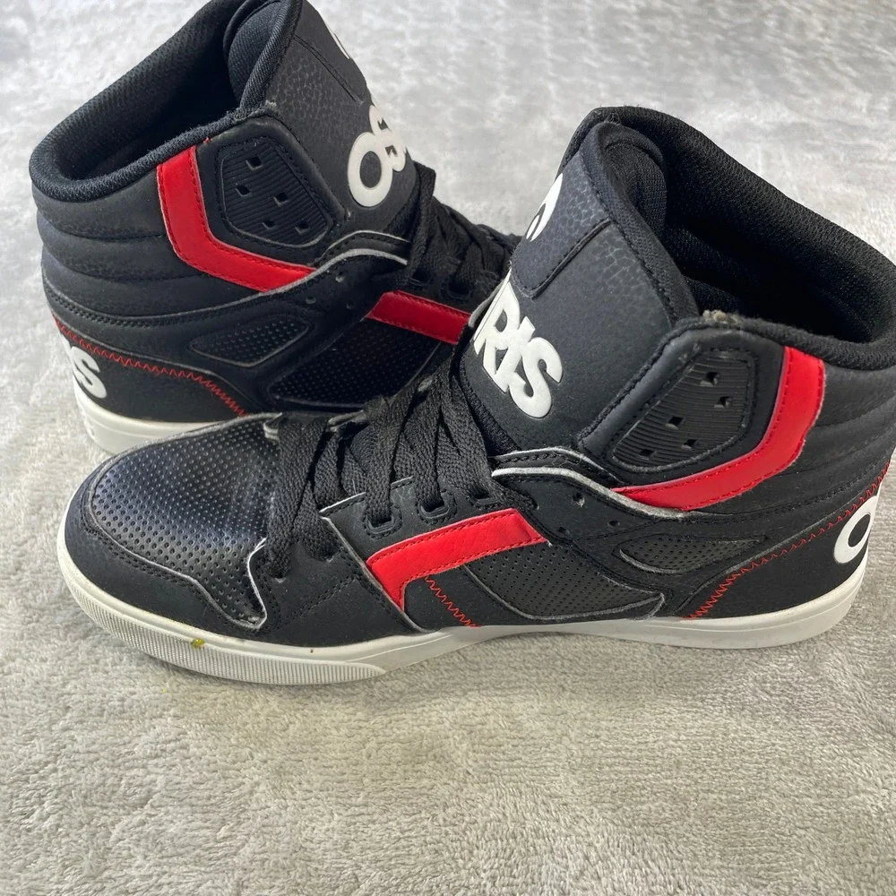 Osiris Clone High Top Skate Shoes Sneakers Mens 9.5 Black Red Streetwear Urban